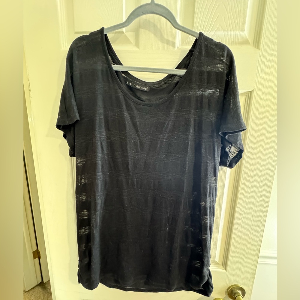 Women’s sheer short sleeve knit top, Maurices, size 2, black